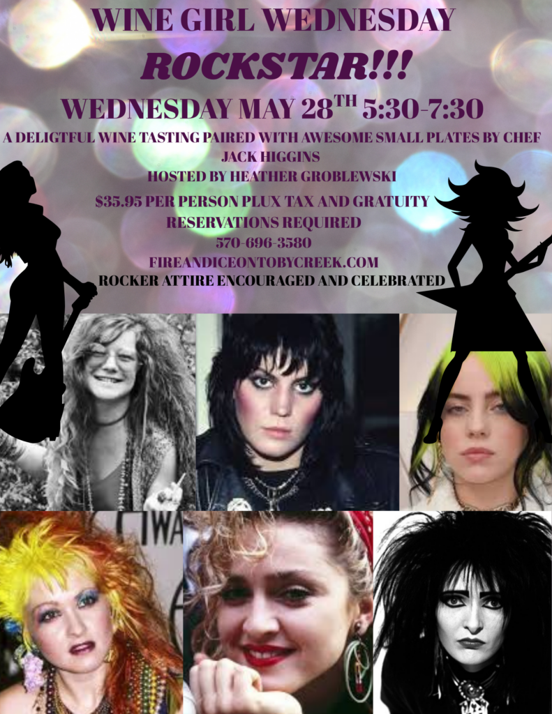 famous women of rock night with wine and food specials